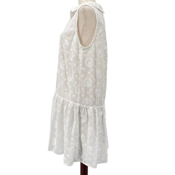 Maeve Anthropologie White Floral Lace Sleeveless Drop Wasit Flared Mini Dress M - Picture 5 of 10